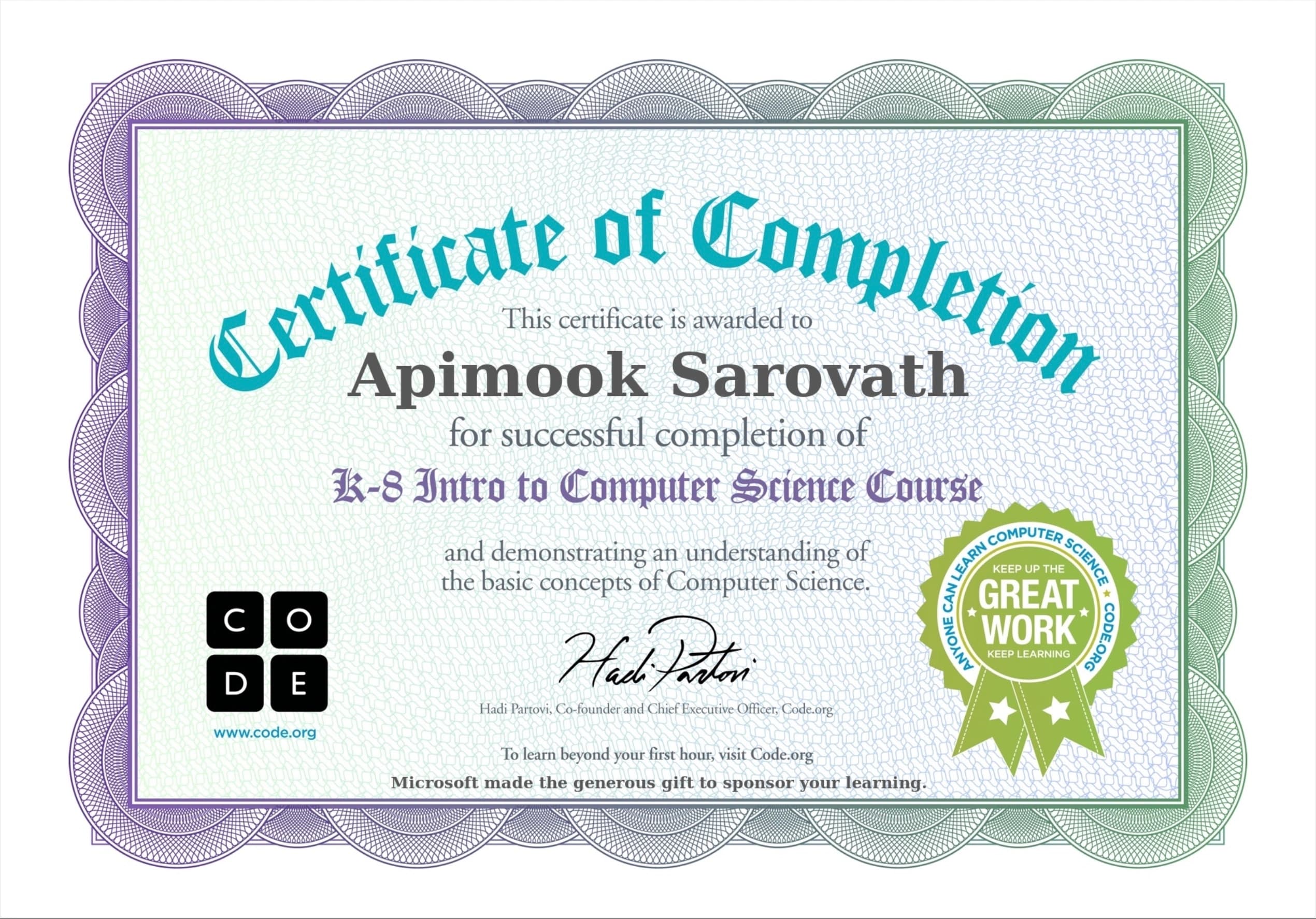 Introduction to Computer Science Certificate